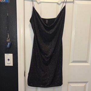 Windsor Shimmering Black Cowl Neck Dress